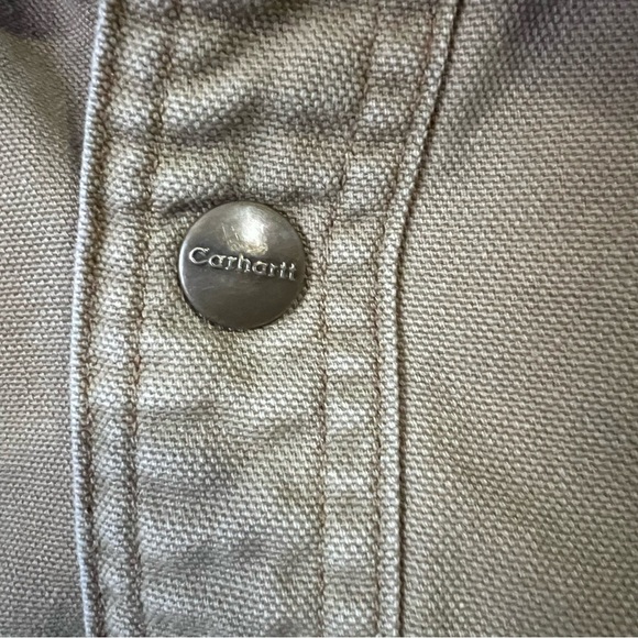 Vintage Carhartt Men's XL S96 Brown Duck Canvas Shirt Jacket Flannel Lined Snap - Picture 5 of 16